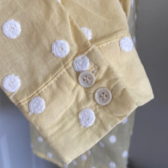 Copper Key Embroidered Dot Yellow Button Down Top Size XS - Picture 6 of 8